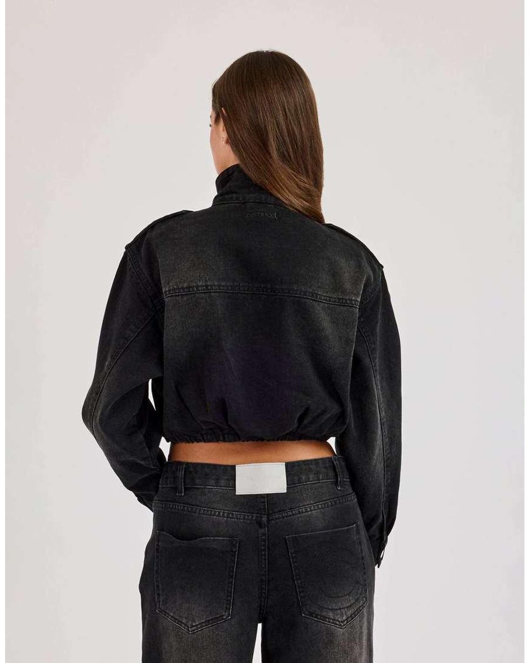 CERNUCCI Blue Denim Funnel Neck Jacket
