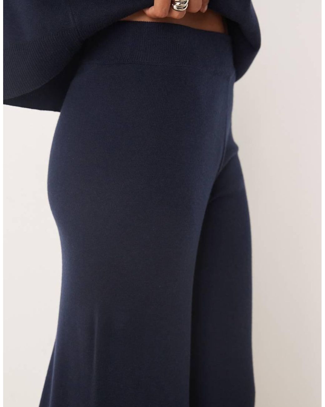 Mango Blue Knitted Soft Touch Wide Leg Co-Ord Trousers