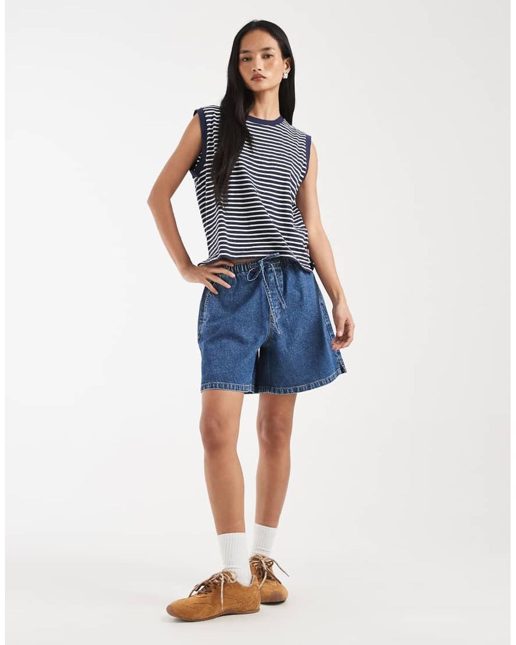 Levi's Blue Boxy Striped Tank Top