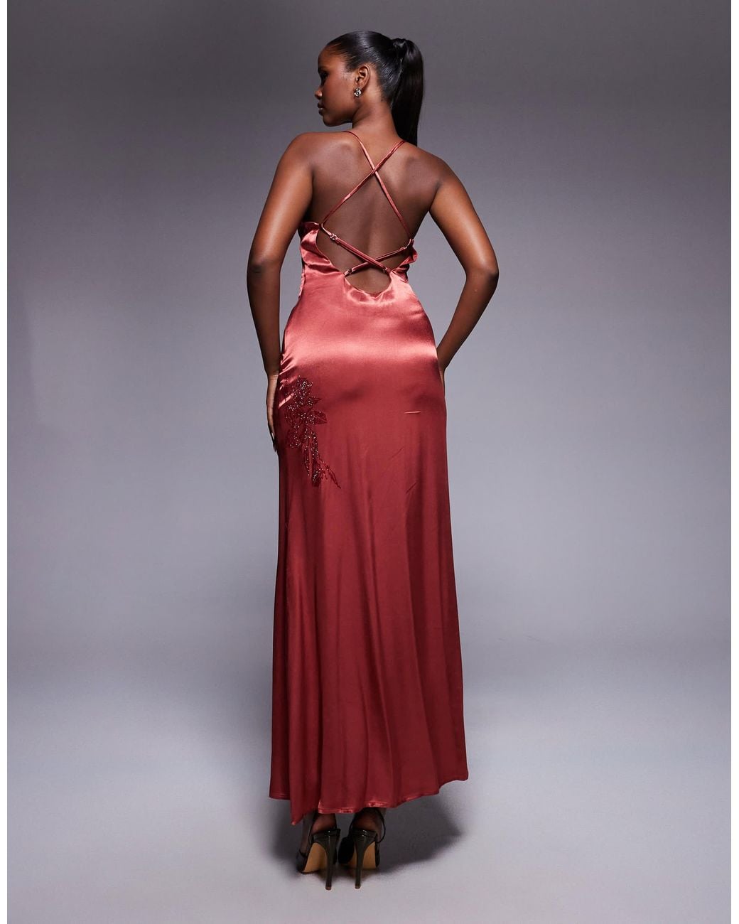 catch you up beaded maxi dress red Rent Karen Millen Crystal Embellished Halter Woven Maxi Dress main image 0