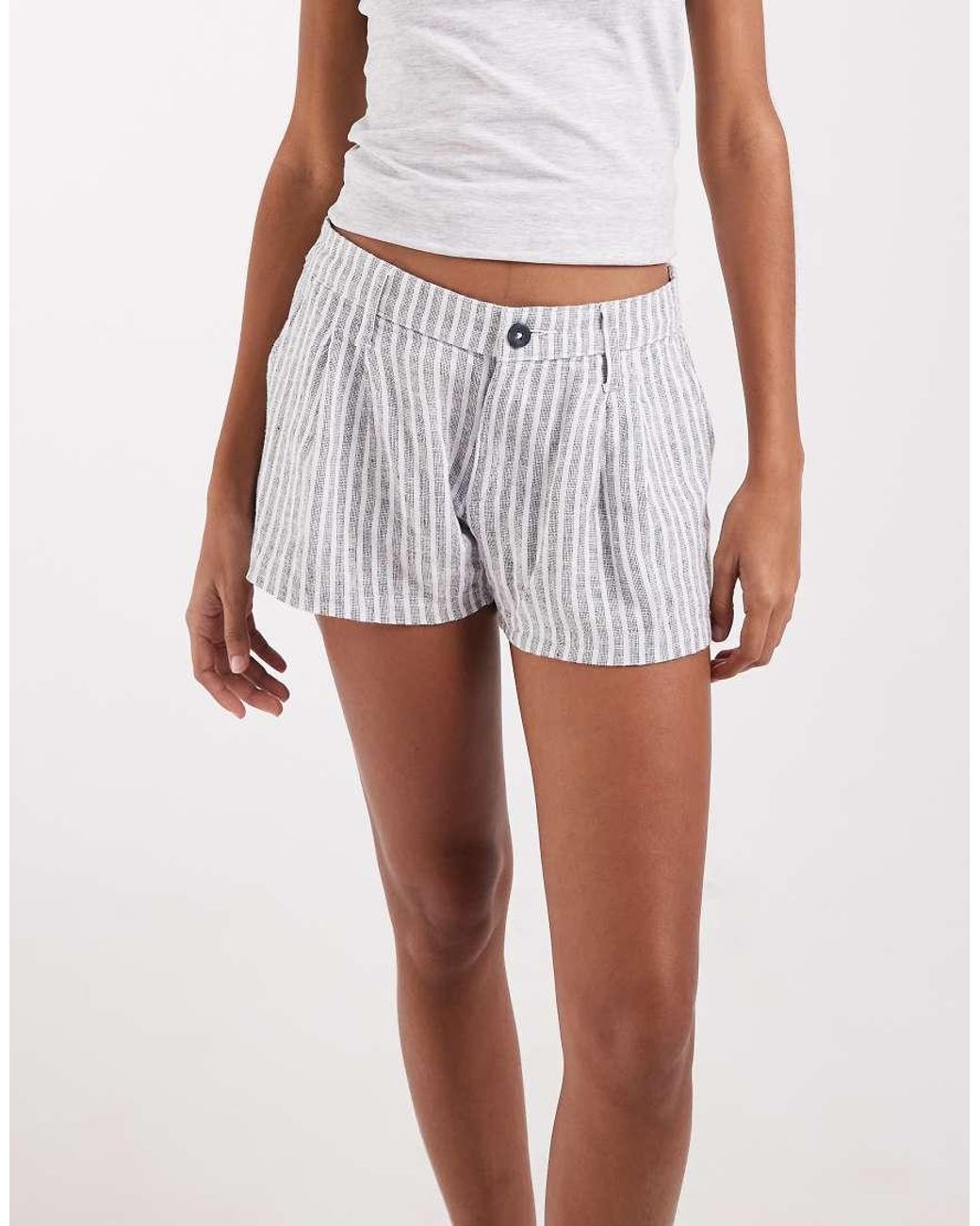 Hollister White Linen Blend Tailored Shorts