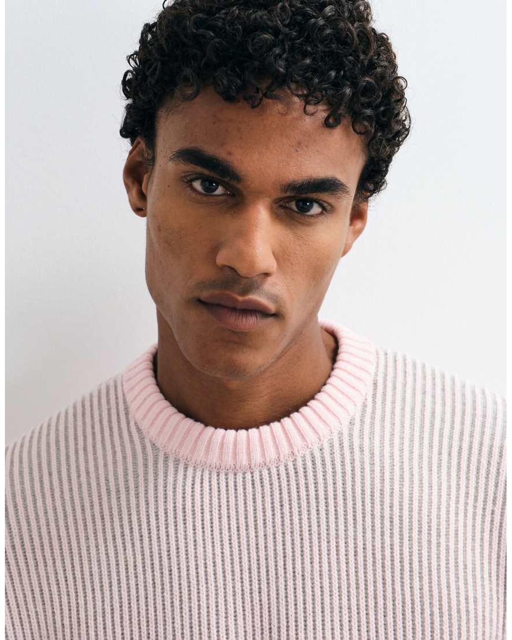 ASOS Pink Oversized Fisherman Rib Jumper for men