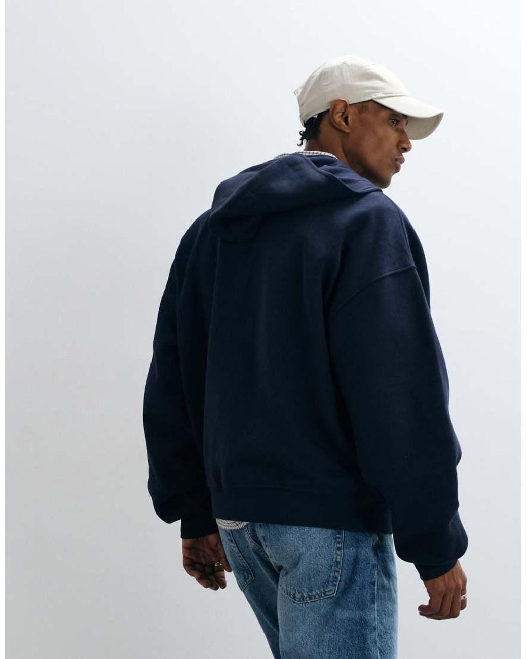 ASOS Blue Essentials Extreme Oversized Zip Up Hoodie for men