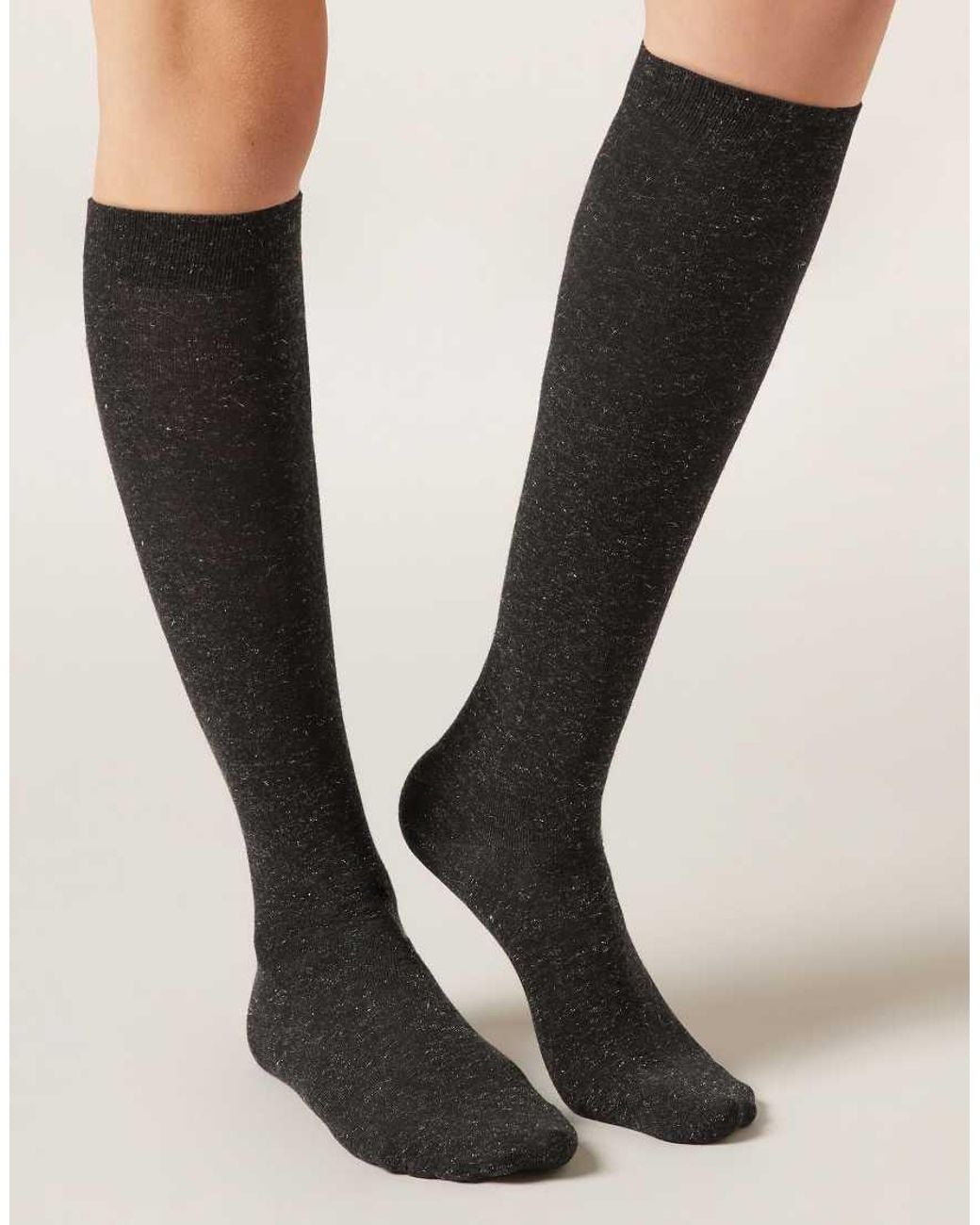 Calzedonia Black Glitter Long Socks