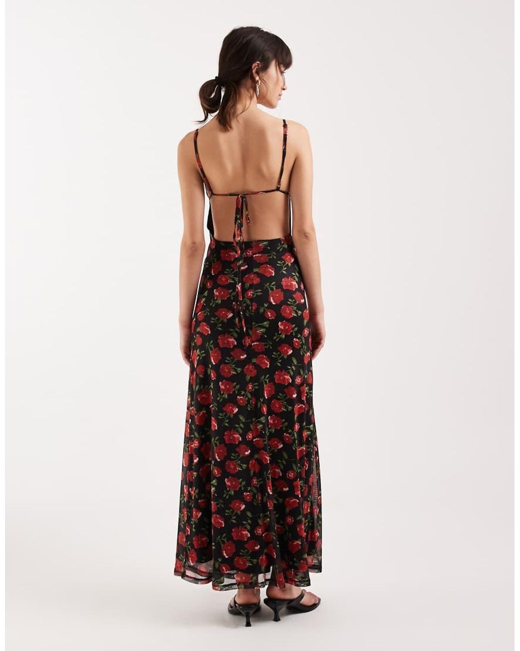 Gina Tricot Black Strappy Mesh Cowl Neck Maxi Dress