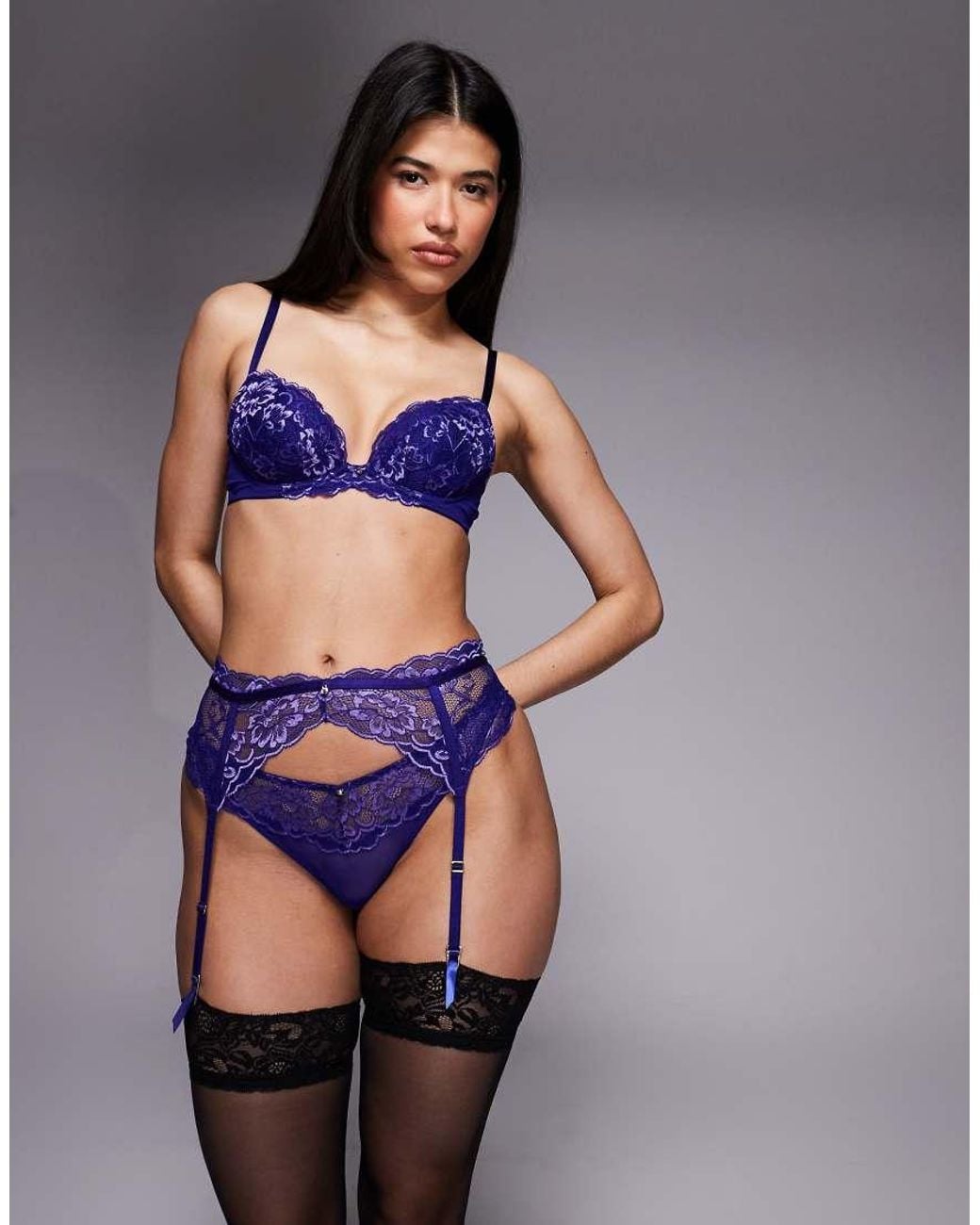 Ann Summers Purple Sexy Lace Suspender Belt