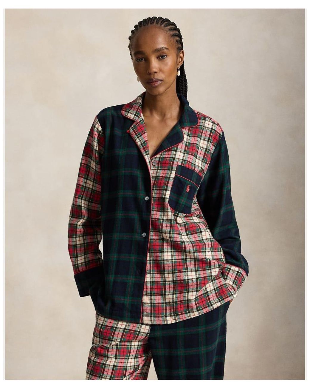 Polo Ralph Lauren Natural Long-Sleeve Brushed Cotton Pyjama Set