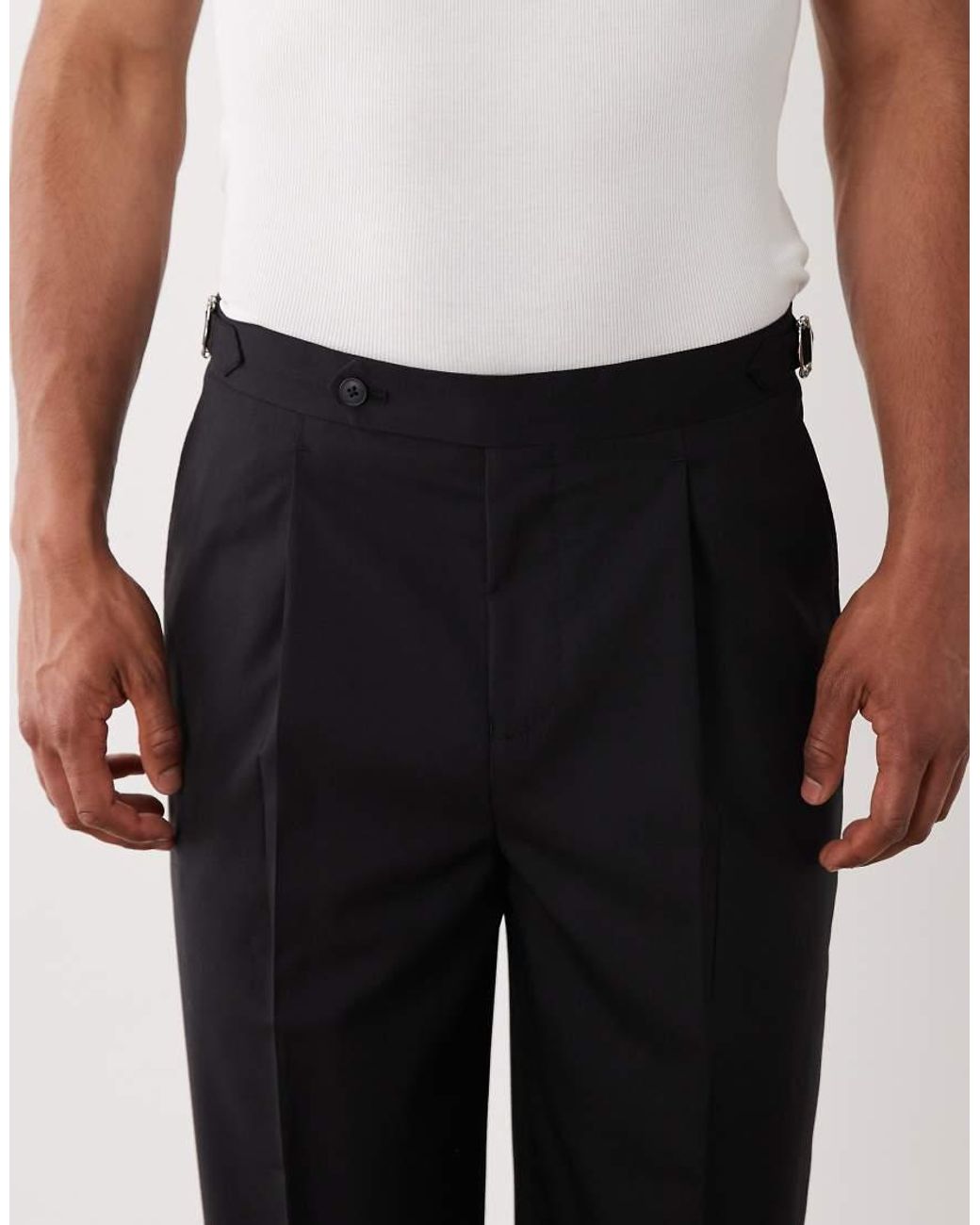 ASOS Black Premium Relaxed Tapered Suit Pants for men