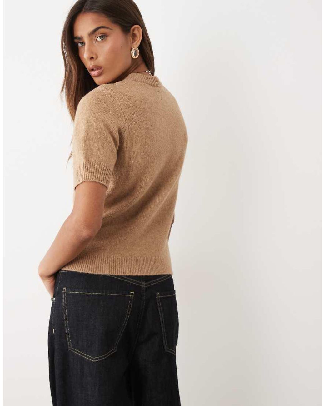 ASOS Brown Knitted Baby Tee With Wool