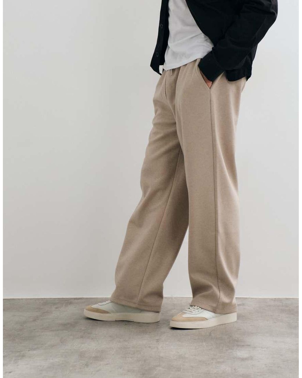 ASOS Natural Wide Leg Cotton Twill joggers for men
