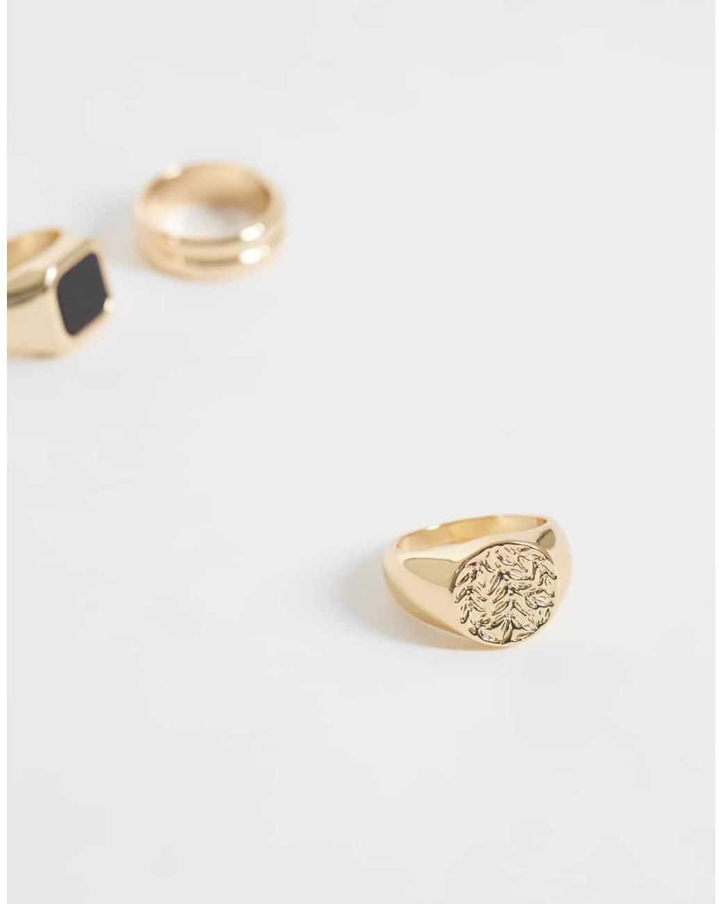 Reclaimed Vintage Natural Three Pack Of Rings With Black Stone