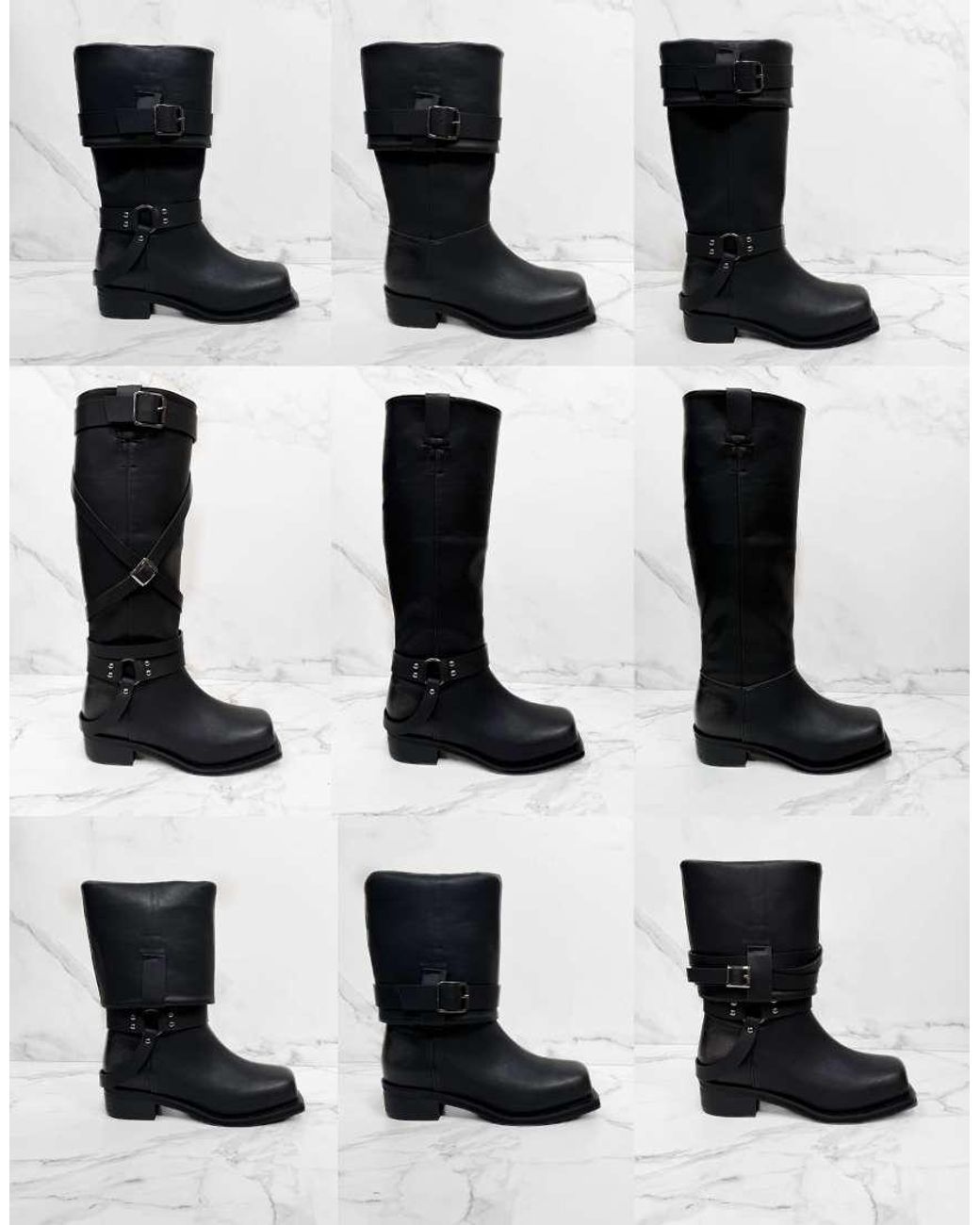 GIA STUDIOS Black Biker Multi-Way Knee Ankle Boots