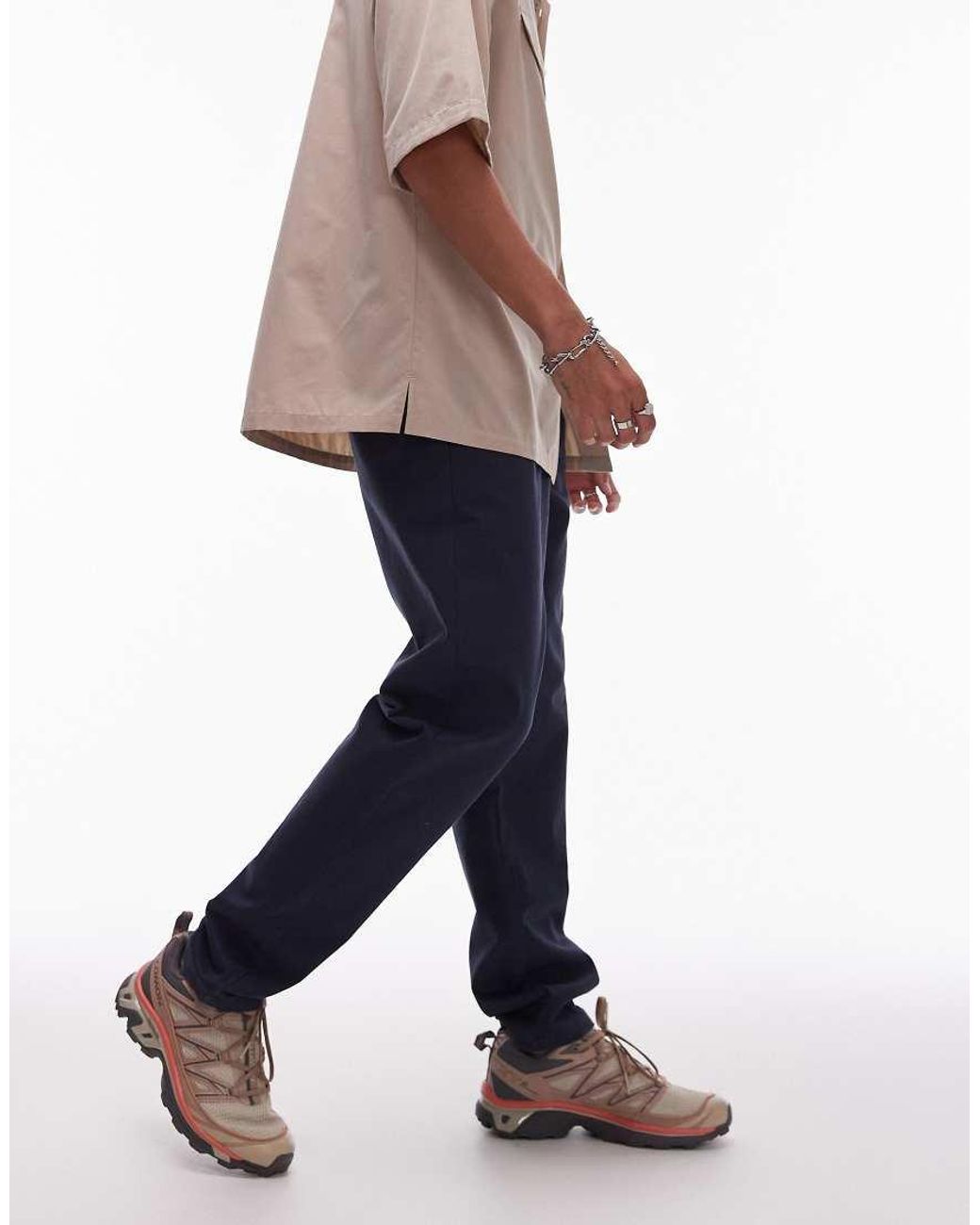 Topman Blue Tapered Chino Pants for men