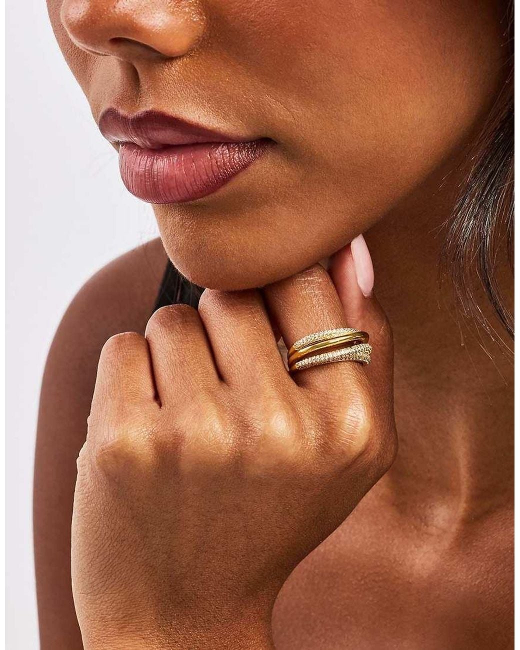 CERNUCCI Metallic Iced Pave Polished Layered Ring
