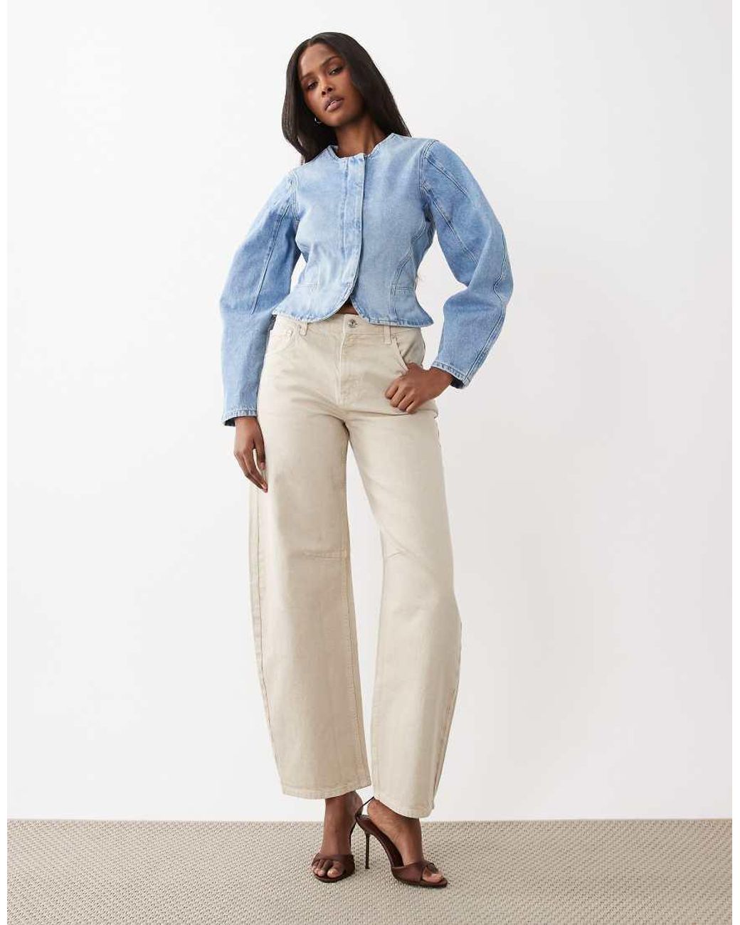 ASOS Blue Denim Cinched Barrel Sleeve Jacket Co Ord