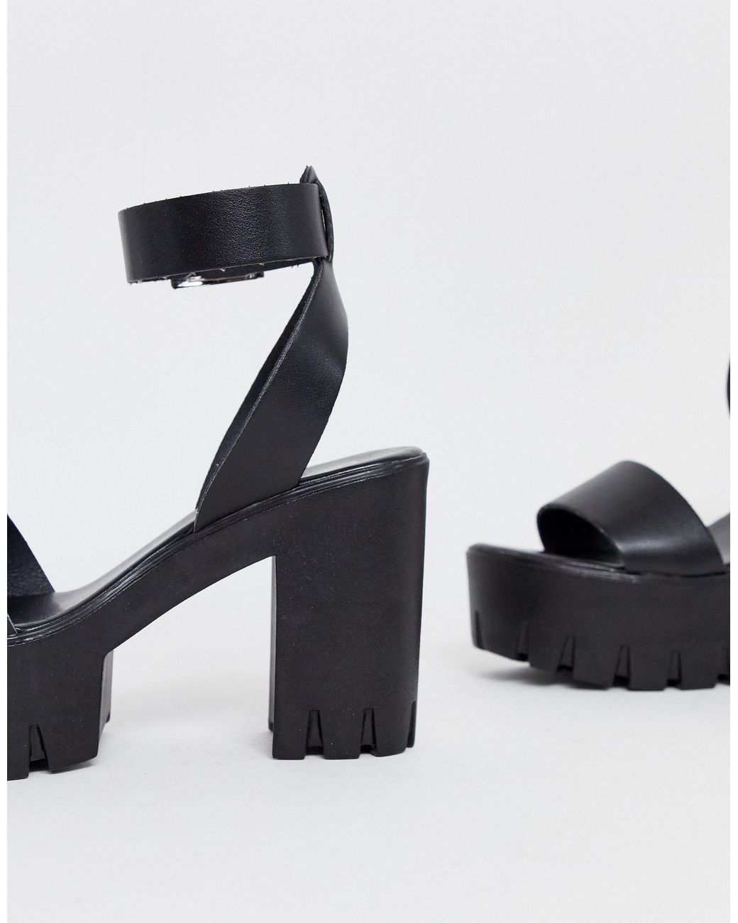 ASOS Noticeable Chunky Platform Heeled Sandals in Black | Lyst