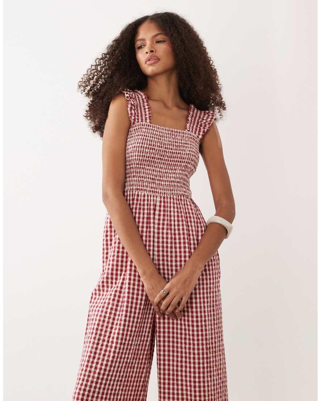 Nobody's Child Pink Maya Cotton Square Neck Jumpsuit