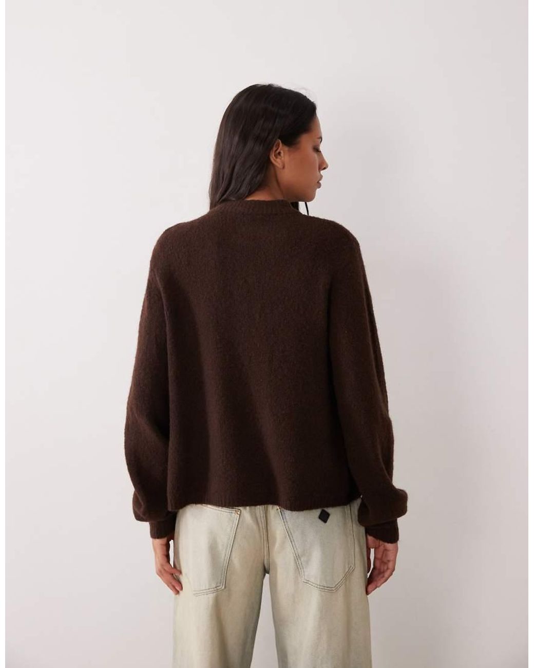 Y.A.S Brown Knitted Jumper With Single Hammered Button