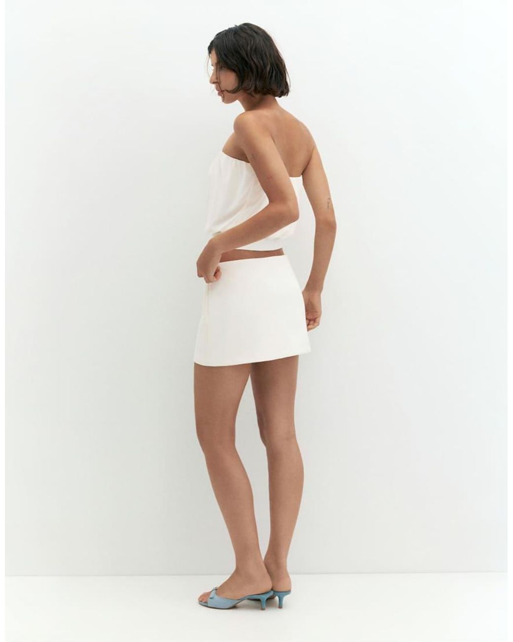 Pull&Bear White Satin Mini Skirt