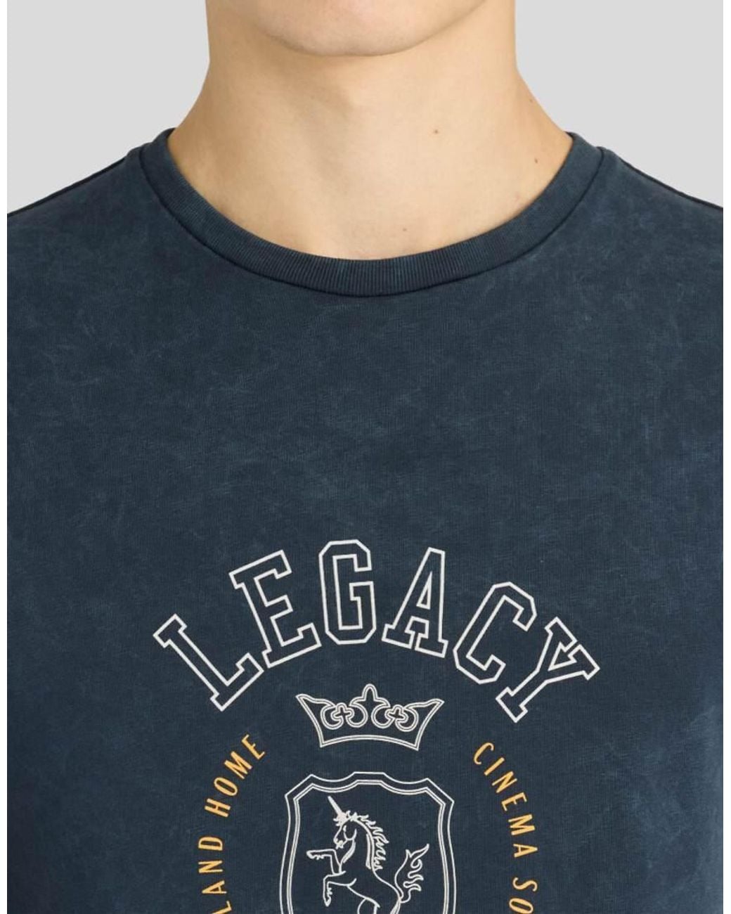 Lyle & Scott Blue Ss T-Shirts Washed Fan Club Graphic T-Shirt for men
