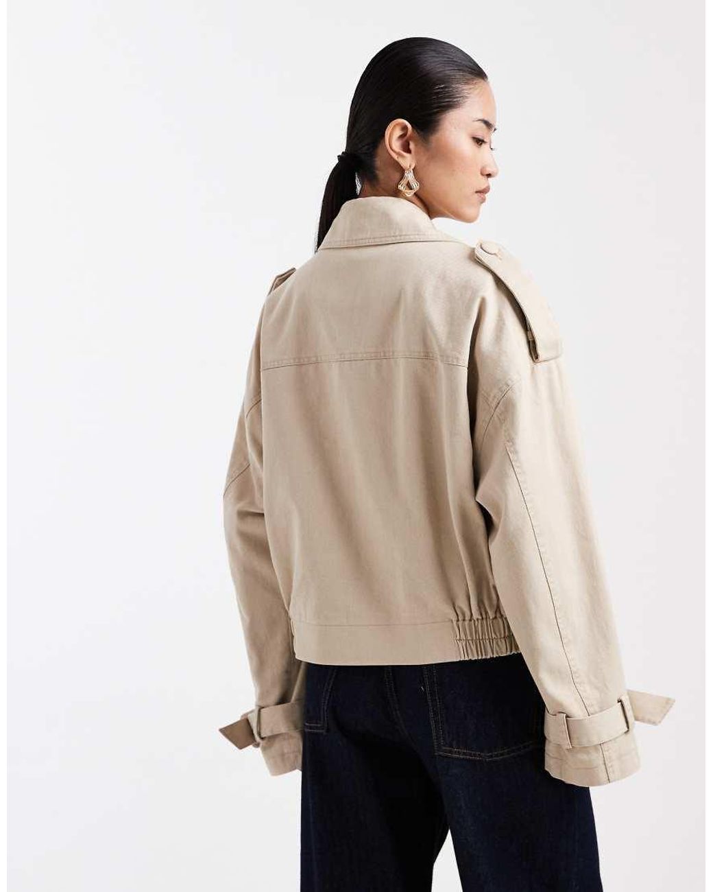 Miss Selfridge Natural Belted Cropped Trench Jacket