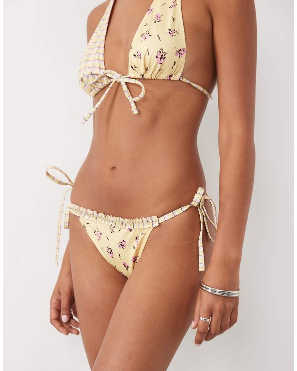 ASOS Brown Imogen Frill Side Tie Bikini Bottoms