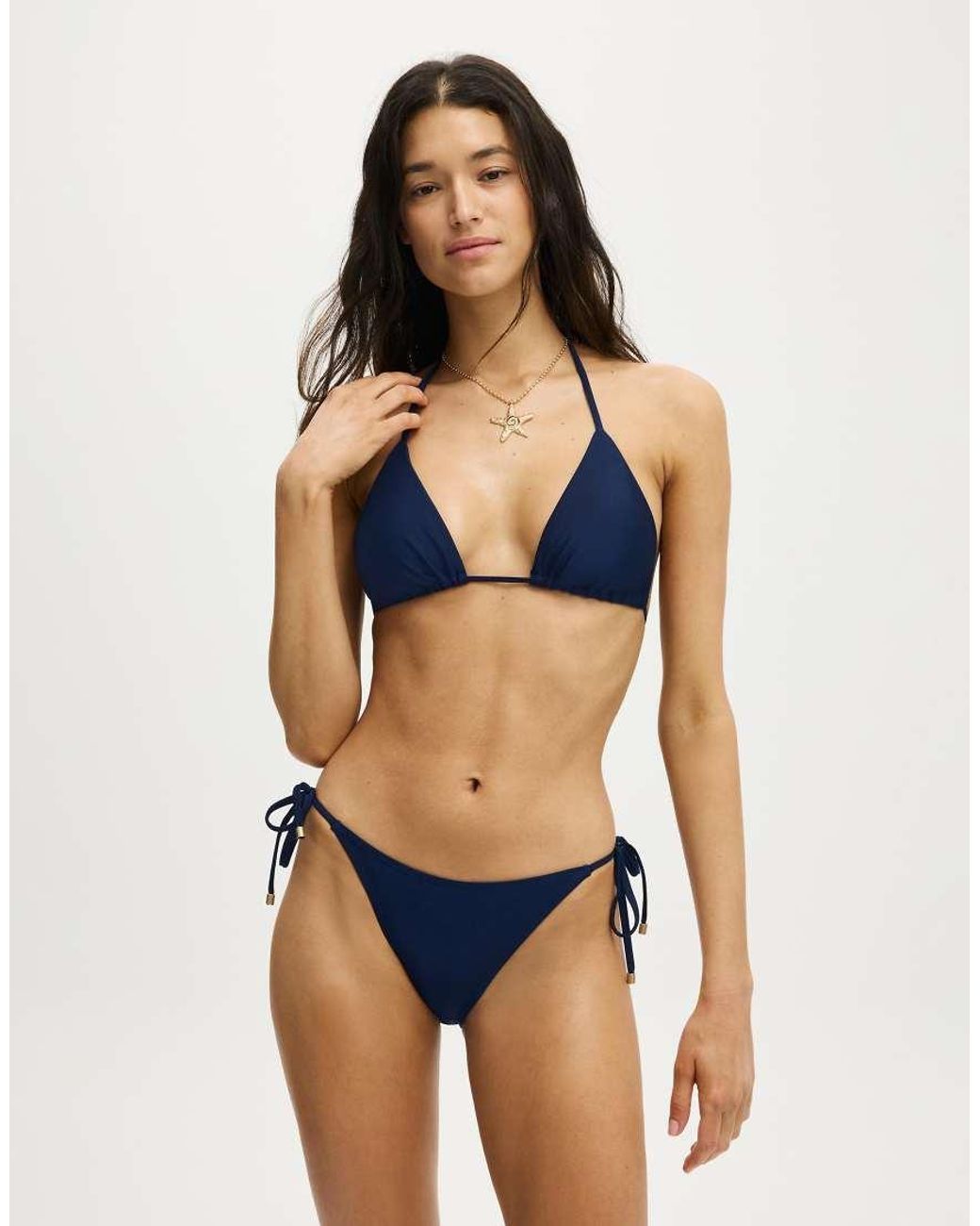 Cotton On Blue String Triangle Bikini Top