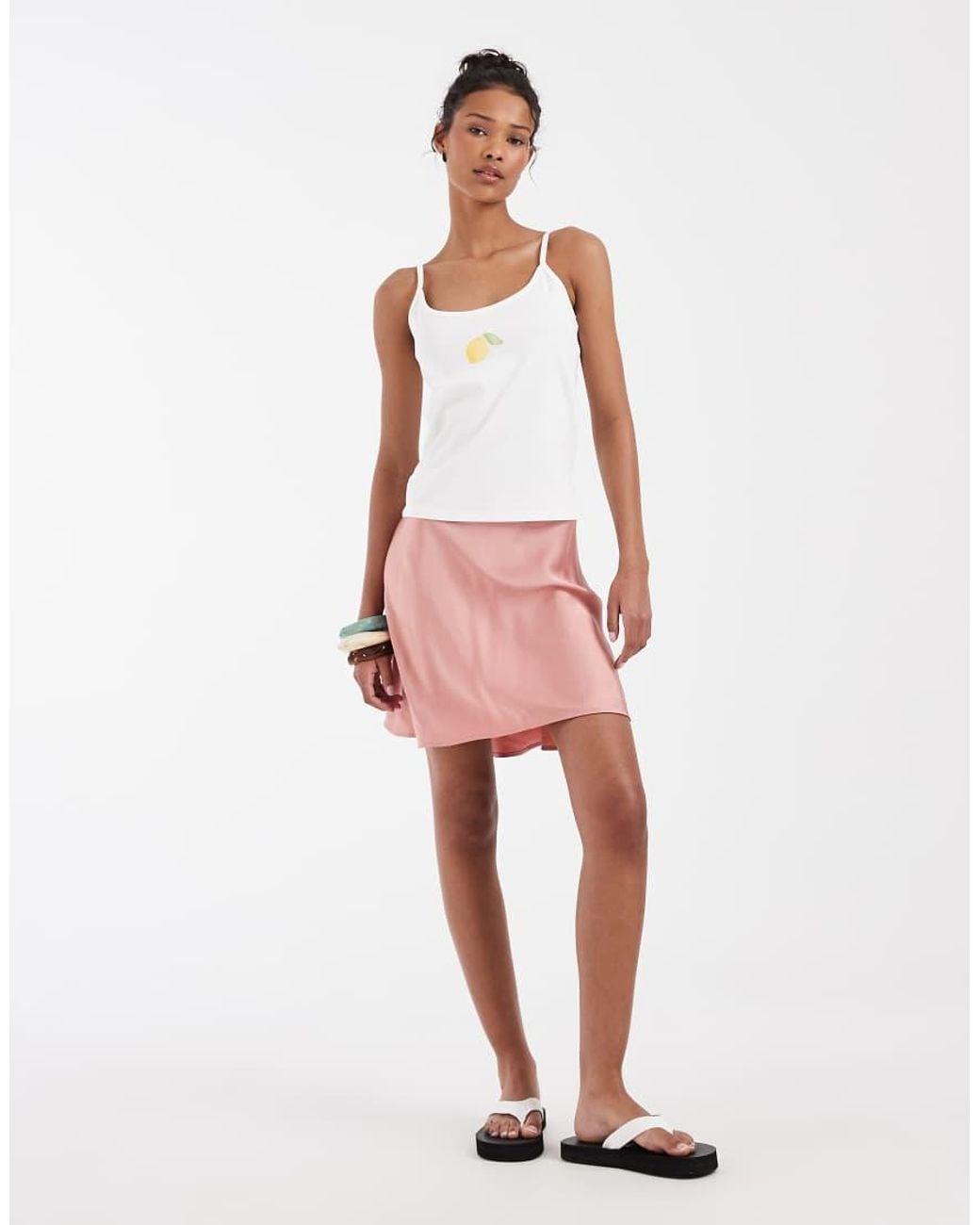 Vero Moda White Jersey Cami Top With Lemon Print Graphic