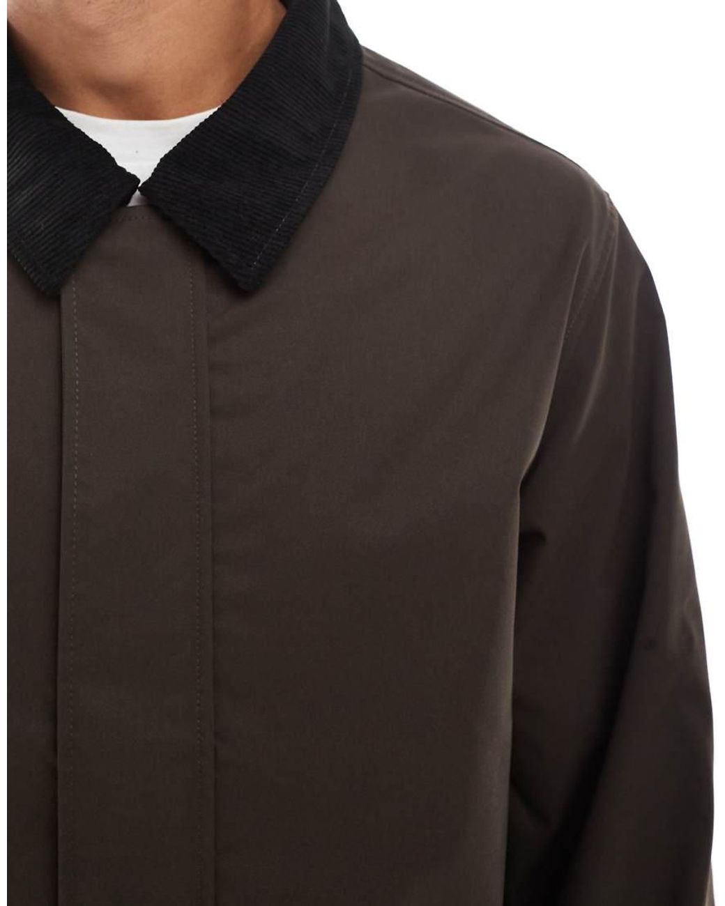 Jack & Jones Gray Harrington Jacket With Cord Collar for men
