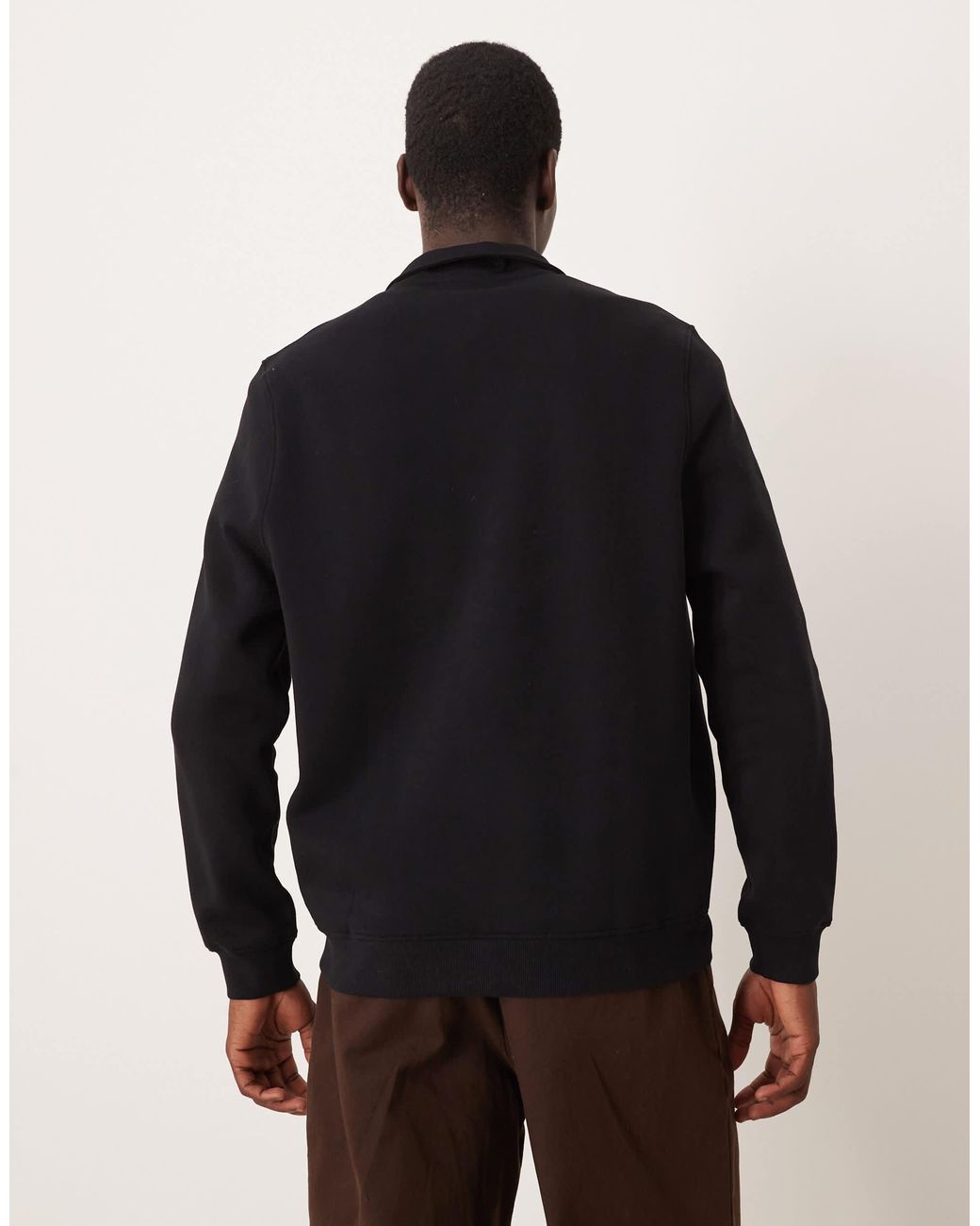 ASOS Black Essentials Quarter Zip Sweatshirt for men