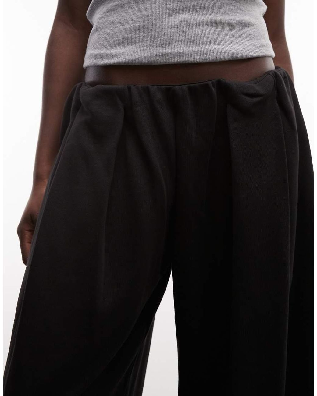 Weekday Black Balloon Fit Wide Leg Trousers With Pleats