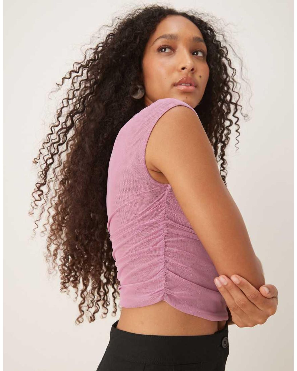 Cotton On Pink Gathered Mesh Off Shoulder Top