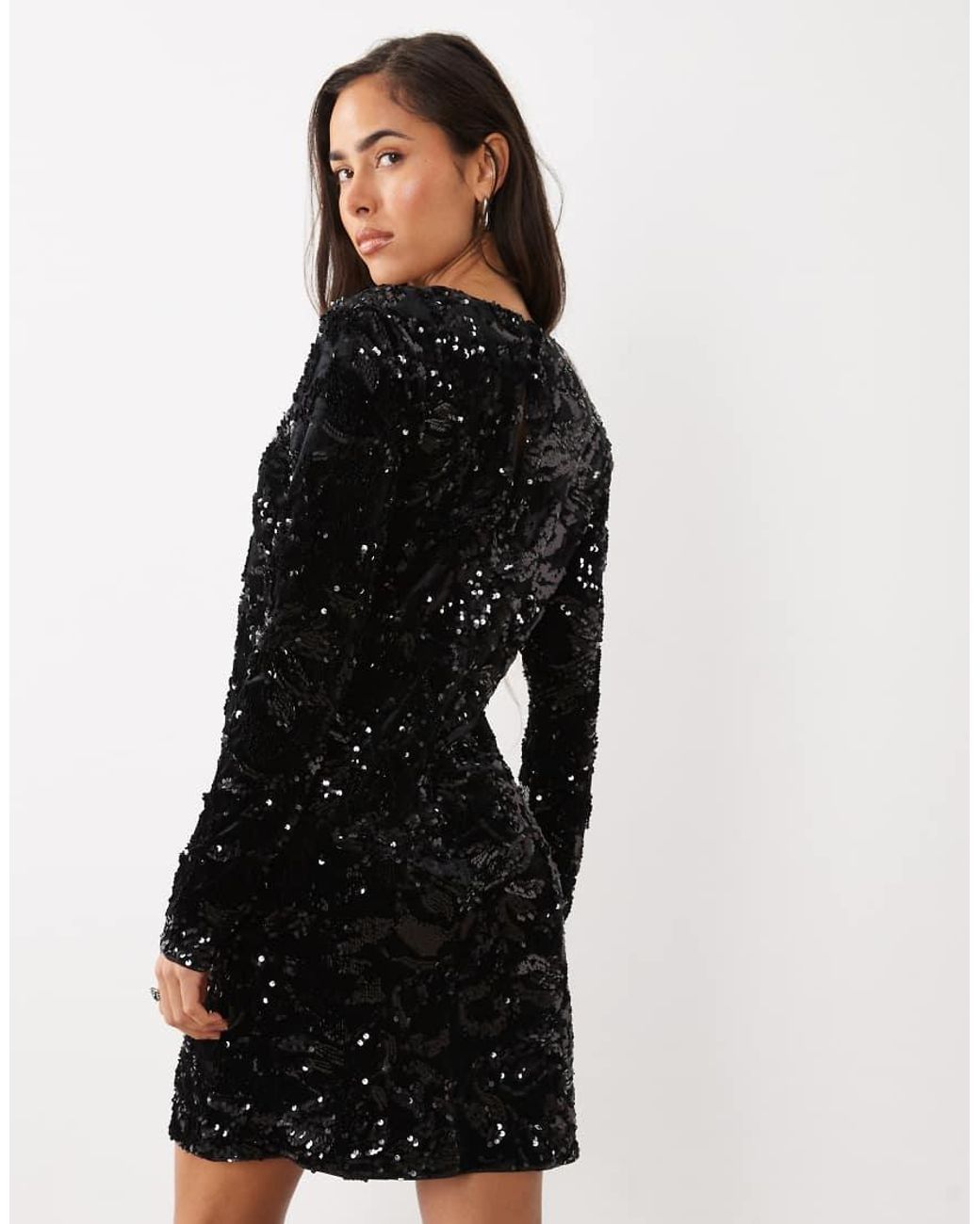 Y.A.S Black Sequin And Velvet Mini Dress