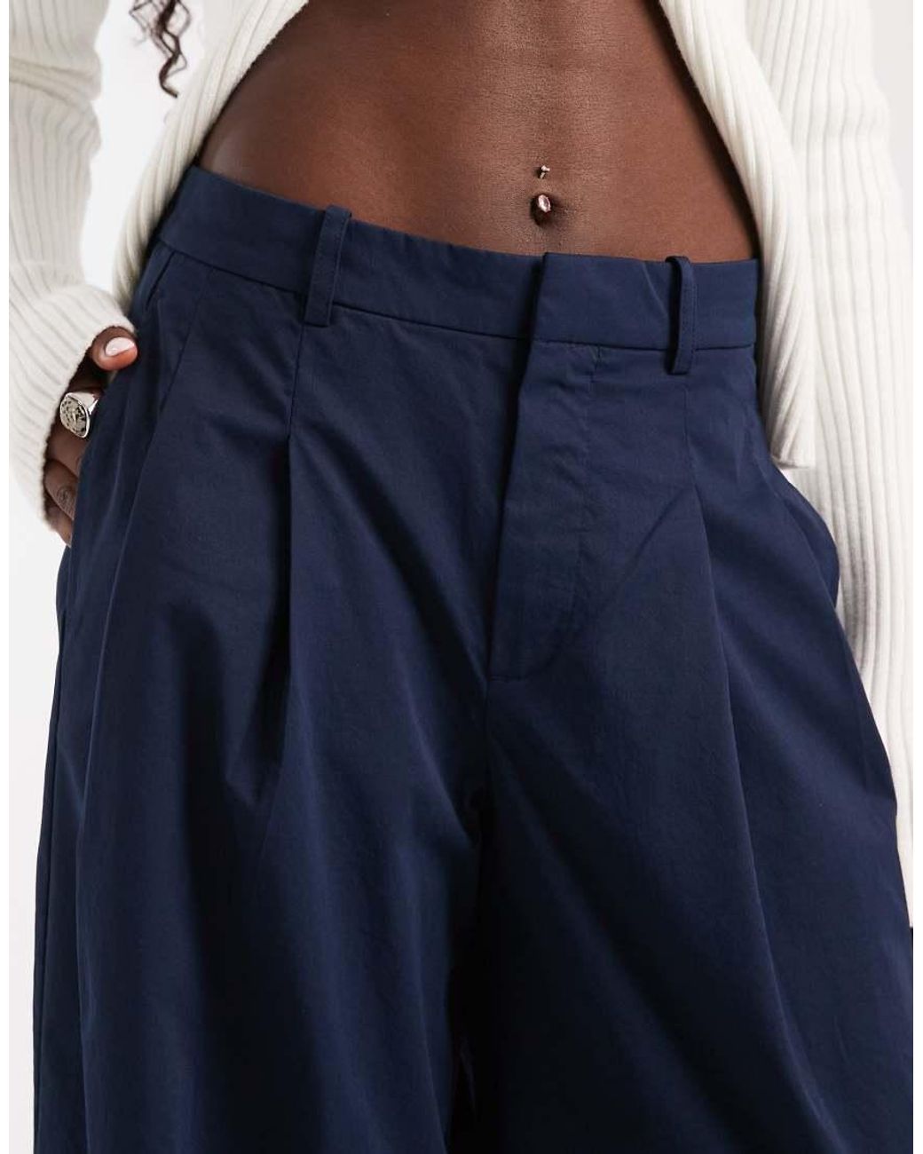 Vero Moda Blue Deep Pleat Detail Wide Leg Tailored Trouser