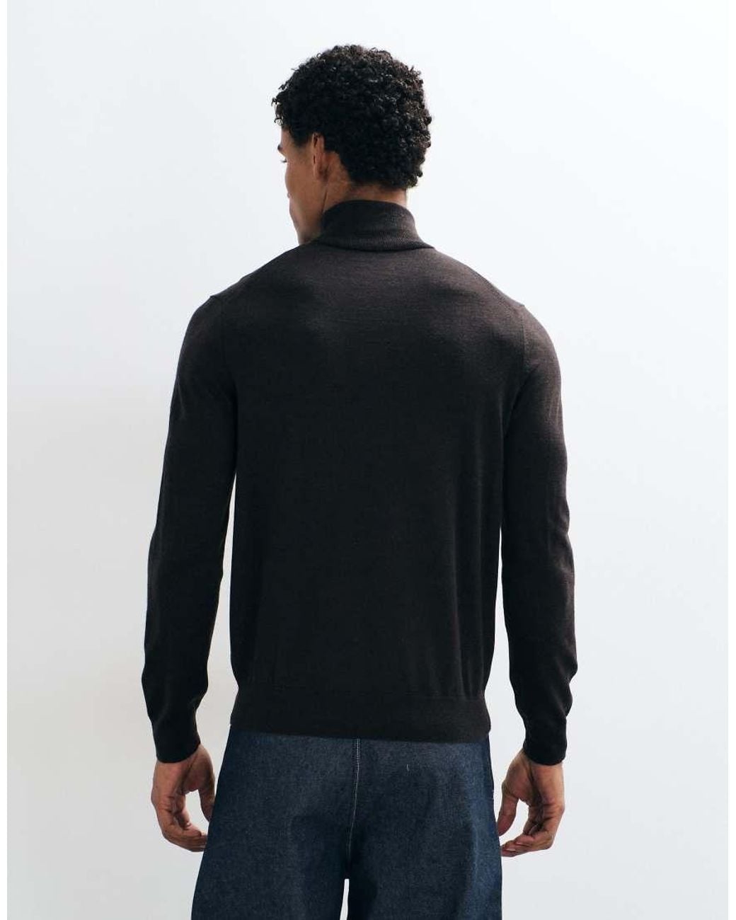 Mango Blue High Neck Knitted Sweater for men