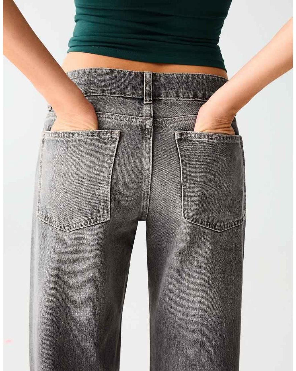 Bershka Black Tall Mid-waist Straight Jeans
