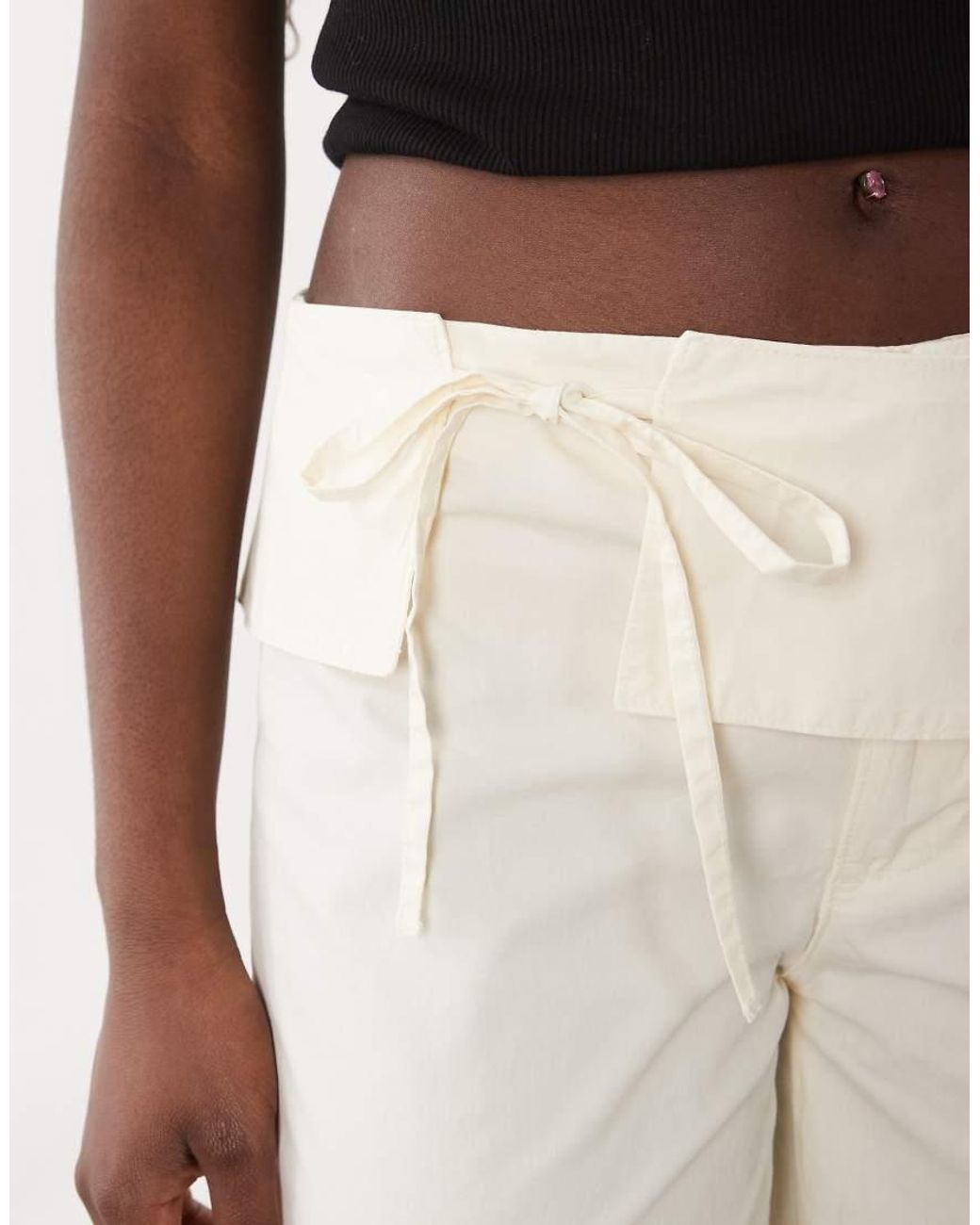 ASOS White Wrap Fold Over Waist Trouser