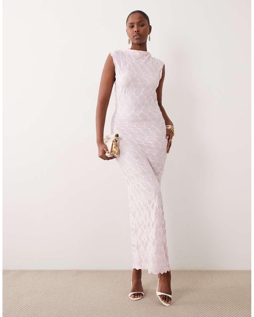 Vila Pink Textured Jersey Maxi Dress