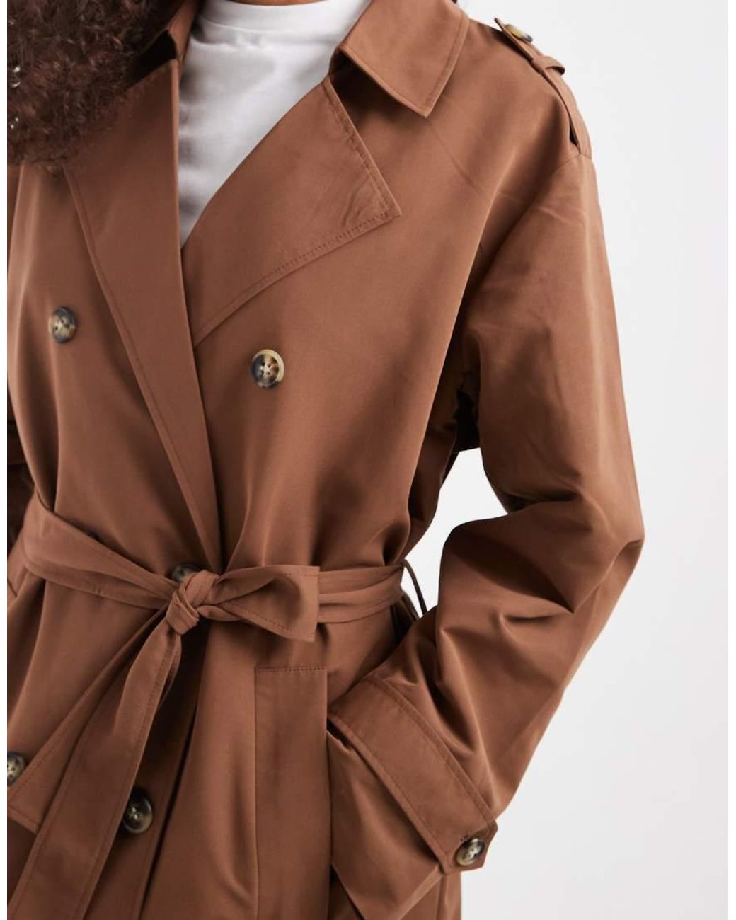 Vero Moda Brown Longline Belted Trench Coat