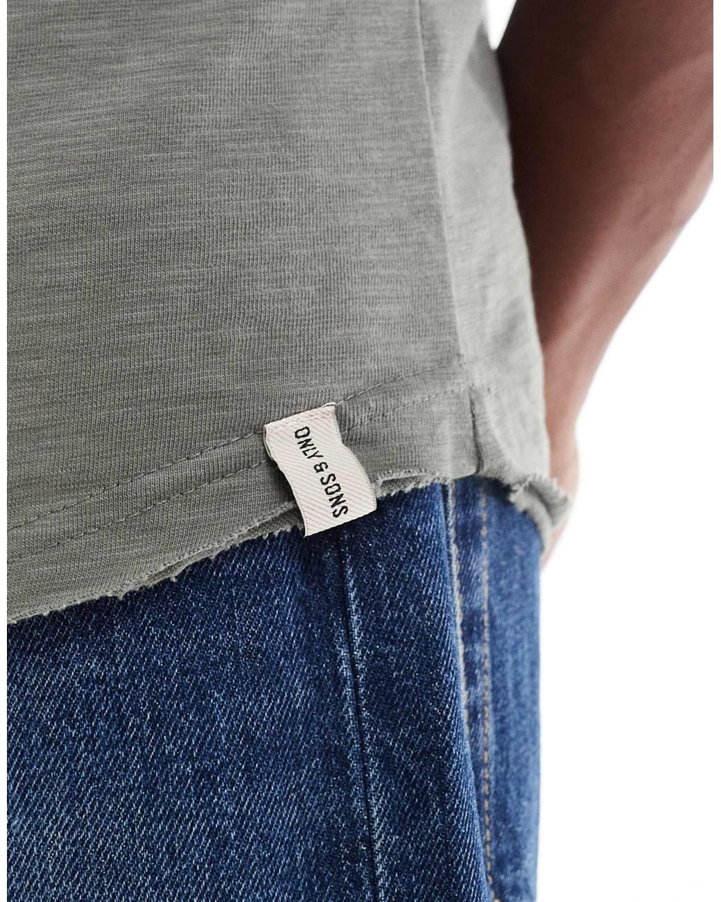 Only & Sons Gray Basic T-Shirt for men