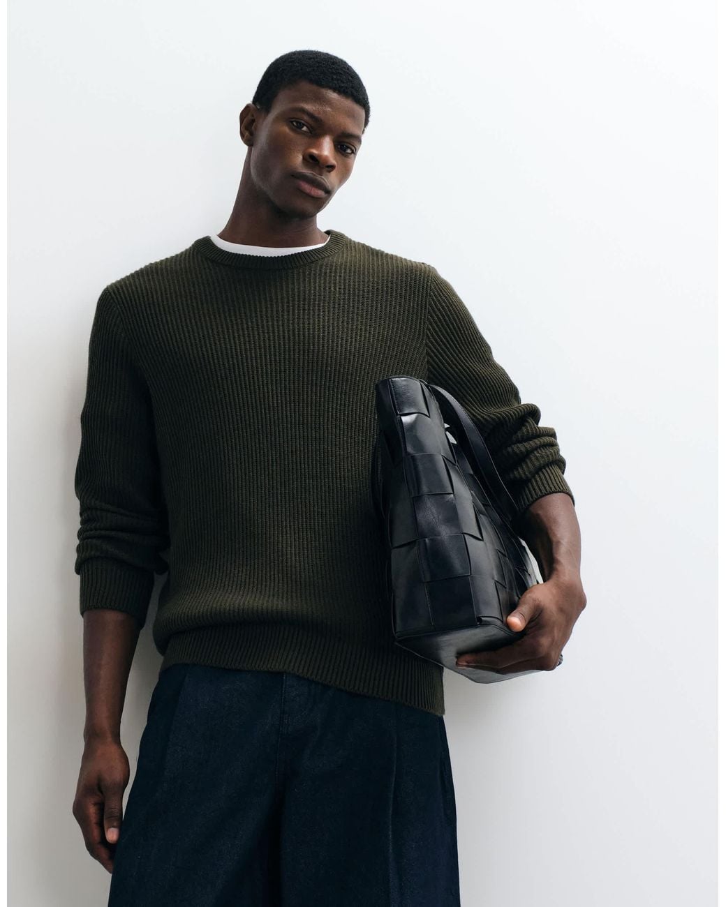 Pull fin côtelé olive Jack & Jones pour homme en coloris Black