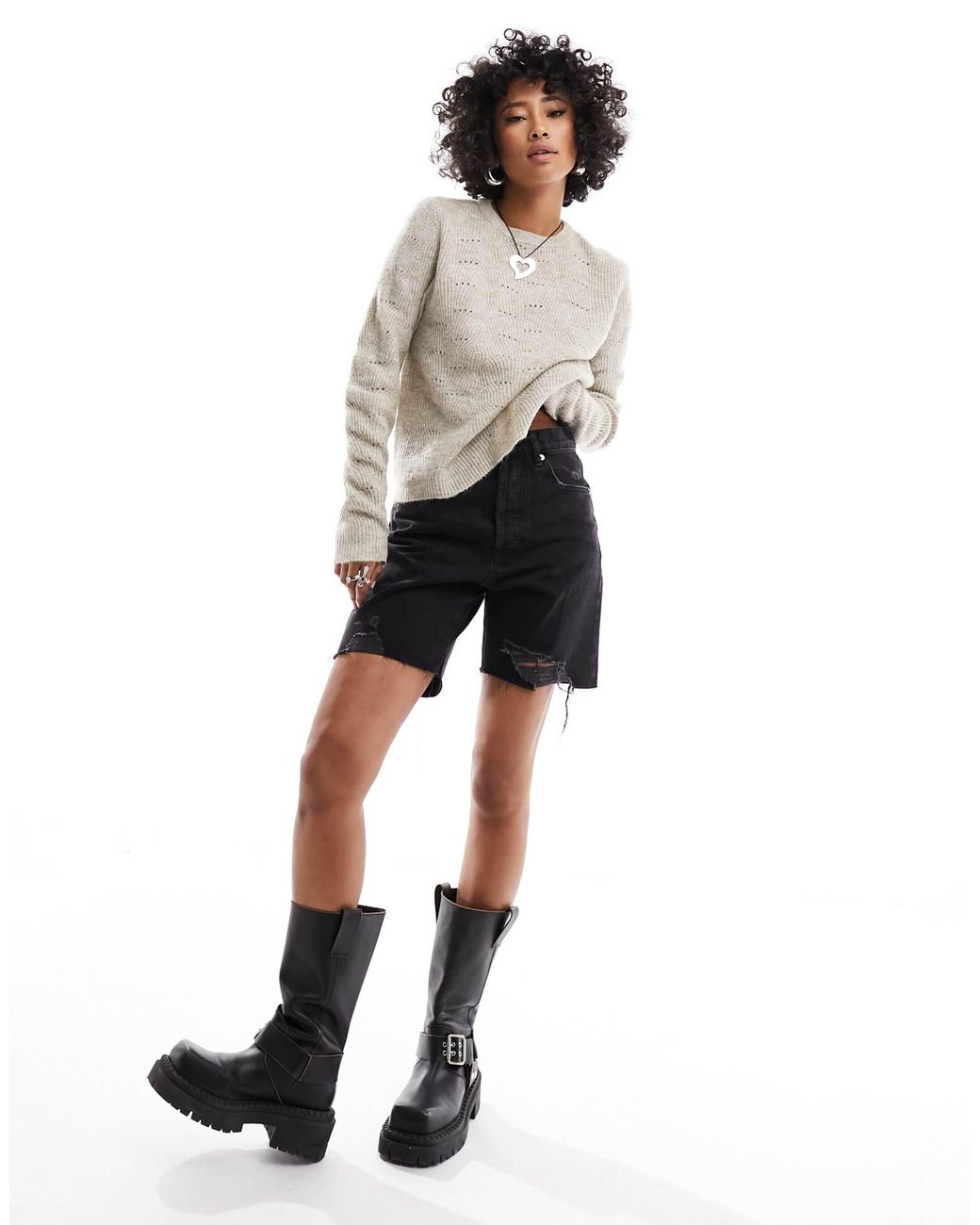 ONLY Natural – pullover mit pointelle-details