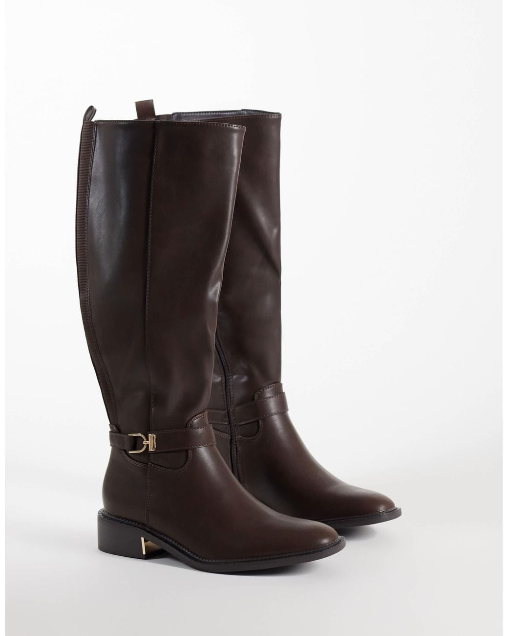 SEQWL Brown Latte Buckle Riding Boots