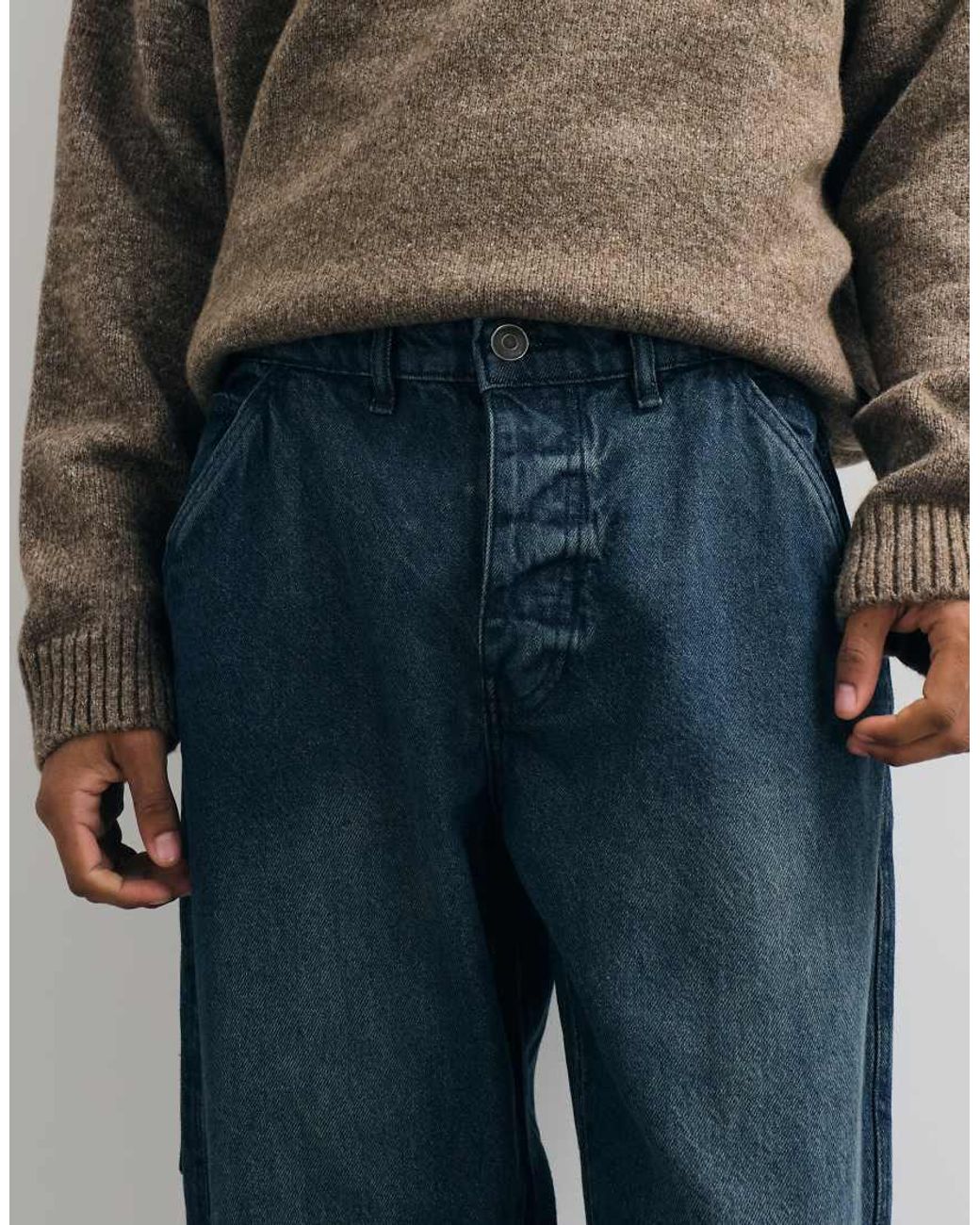 Brave Soul Blue Wide Leg Jeans With Carpenter Pocket for men