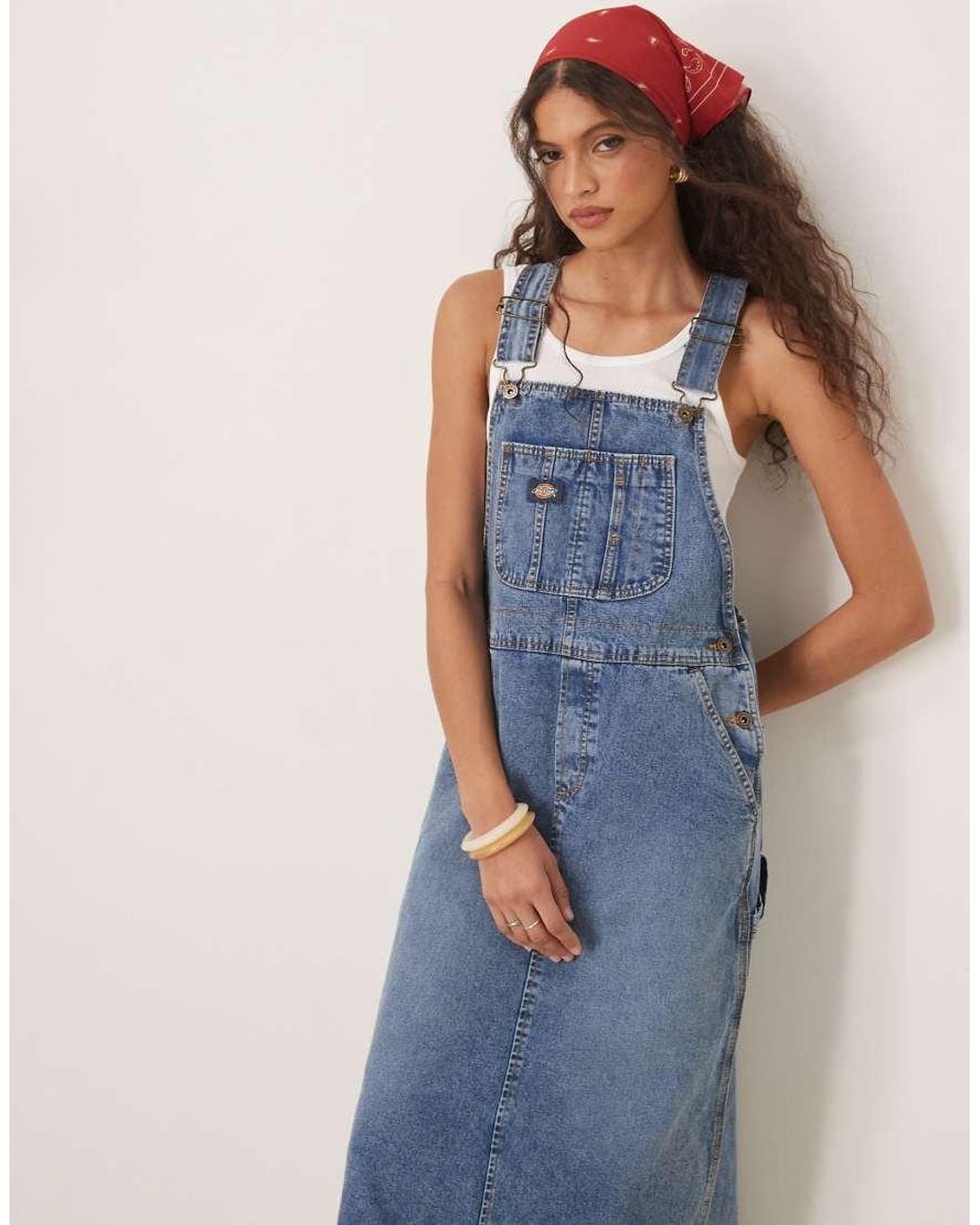 knee length dresses for ladies Denim Dungaree Dress