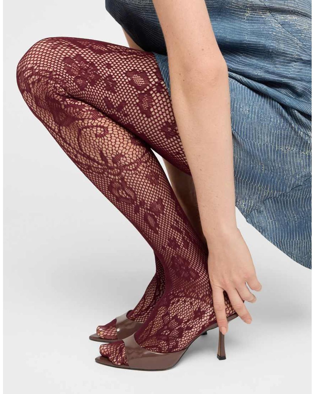 Calzedonia Red Liberty Floral Fishnet Tights