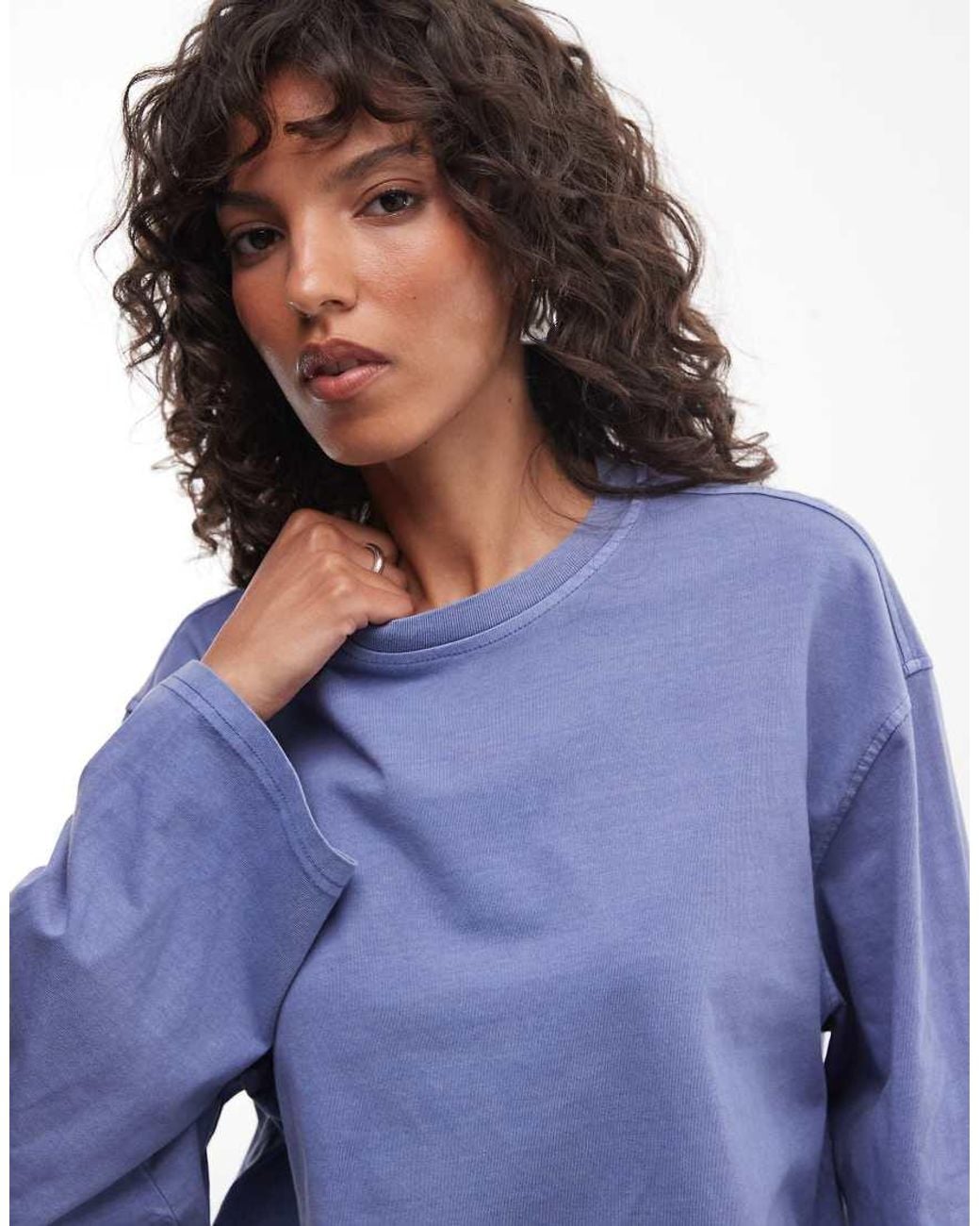 Weekday Blue Oversized Long Sleeve T-shirt
