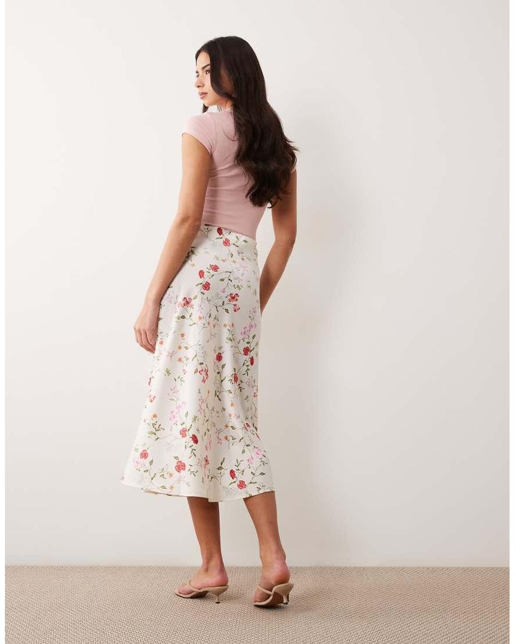 Y.A.S Pink Satin Midi Skirt