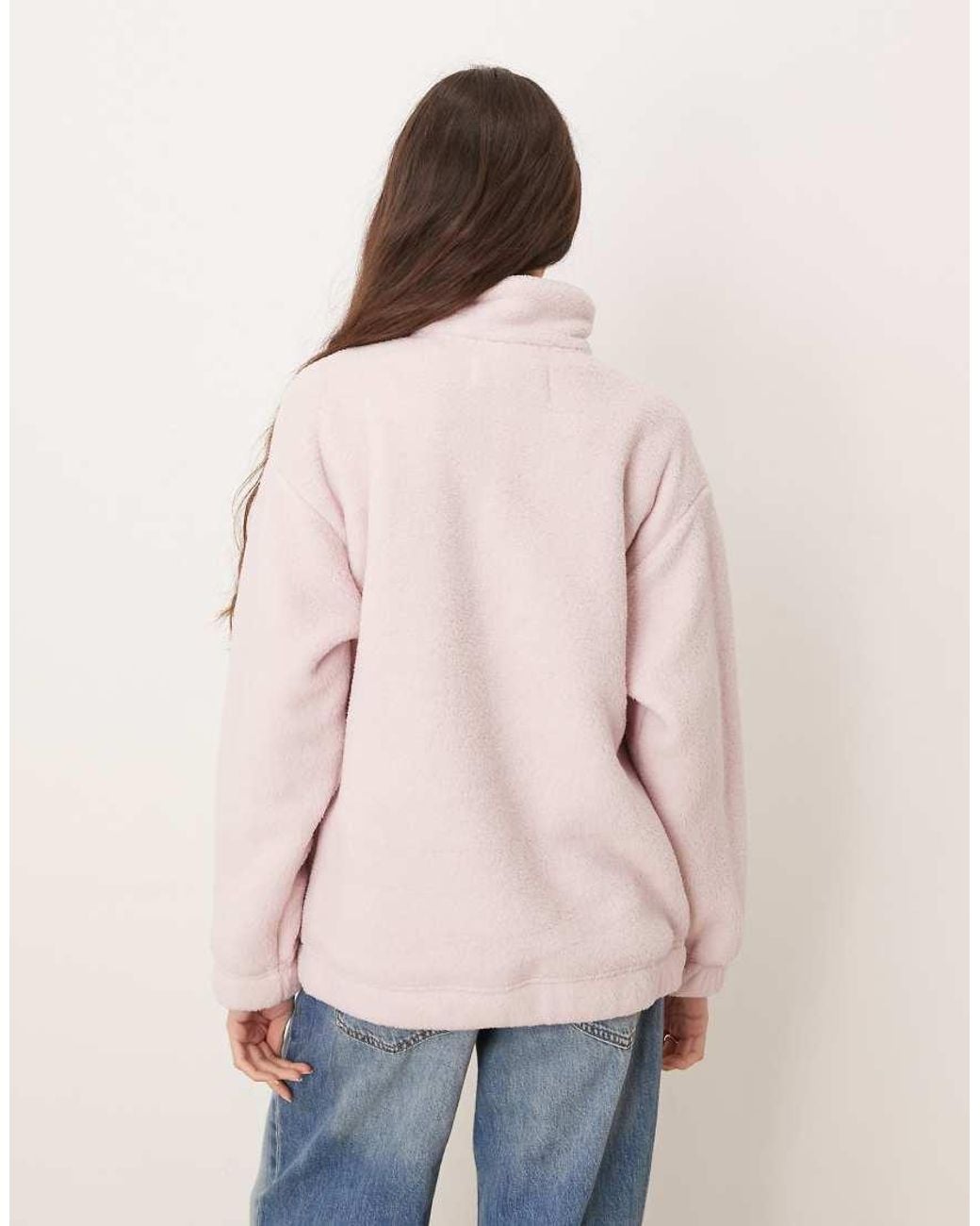 Hollister Pink Gilly Hicks Quarter Zip Teddy Sweater