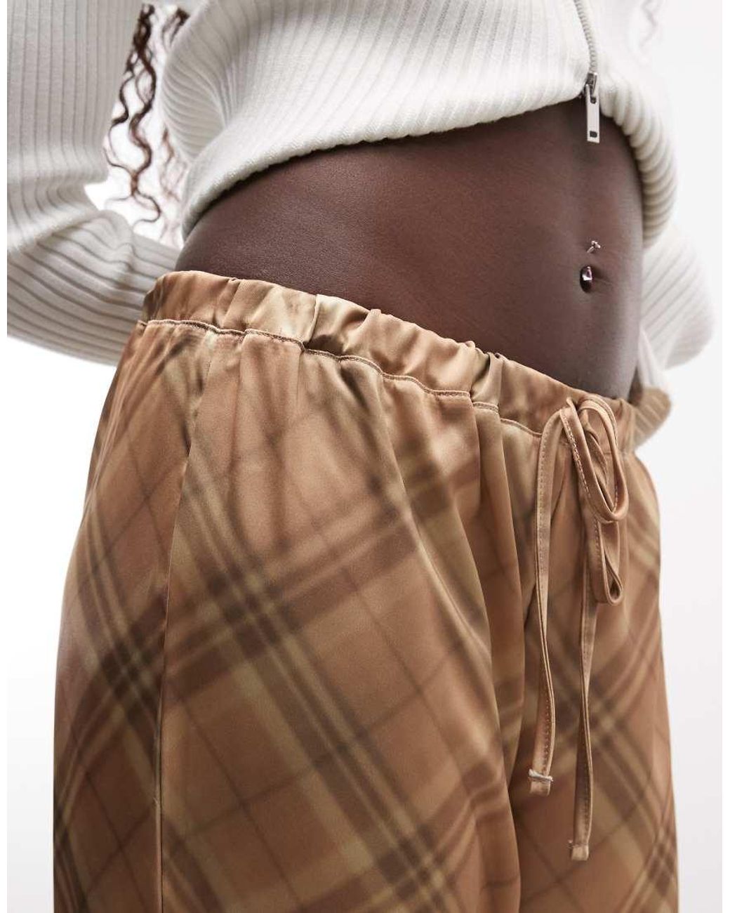 Reclaimed Vintage Natural Satin Wide Leg Trouser